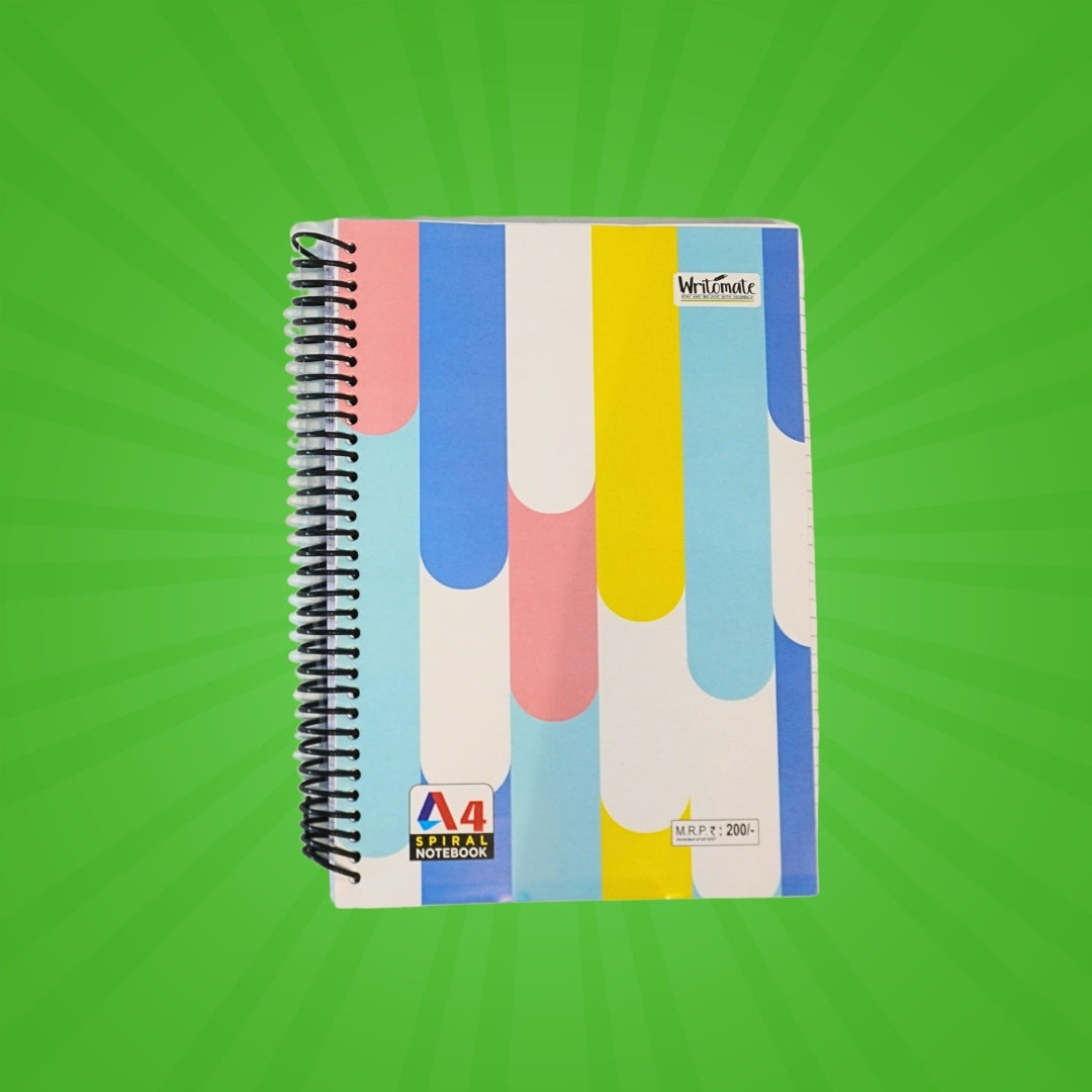 DailyNeedDeals | A4 Spiral Notebook - Pastel Vertical Geometric Cover | Soft Color Block Design |500Page
