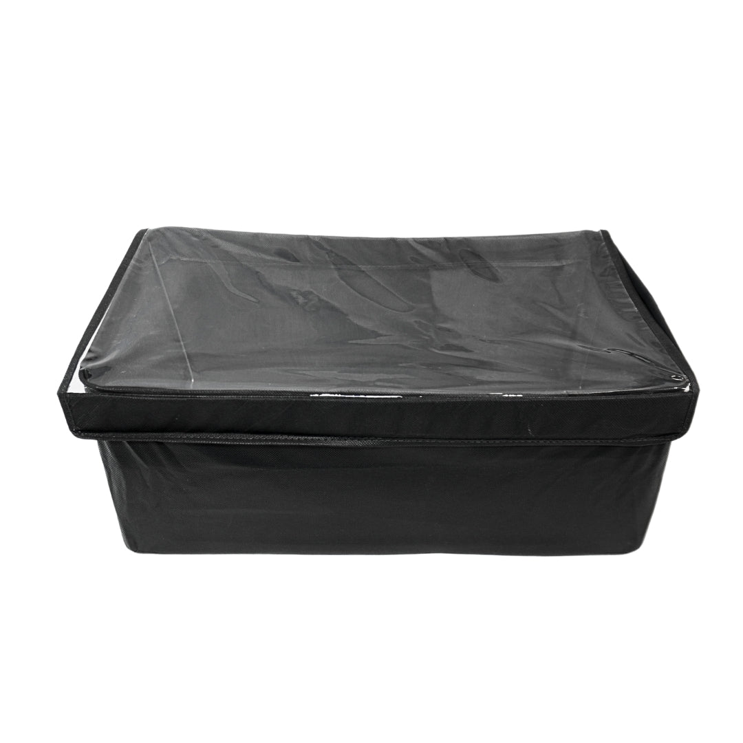 Flat Black Under-Bed Storage Box (46x19cm) | Clear Top Window & Sturdy Base