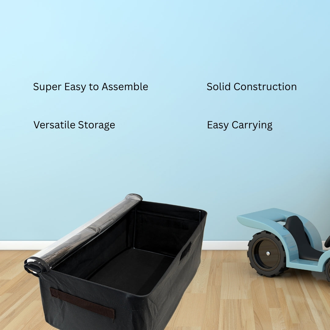 Flat Black Under-Bed Storage Box (46x19cm) | Clear Top Window & Sturdy Base