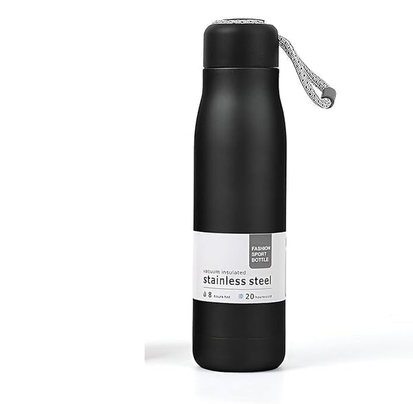 Stainless Steel Water Bottle | Hot&Cold | Assortd Colors 550 ml Flask, Double Wall Water Bottle with Strap(Multicolor,Pack of 1)