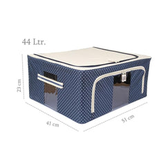 Polka Dot Stackable Closet Storage Box with Steel Frame | Dual-Window Fabric Organizer