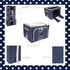 Polka Dot Stackable Closet Storage Box with Steel Frame | Dual-Window Fabric Organizer
