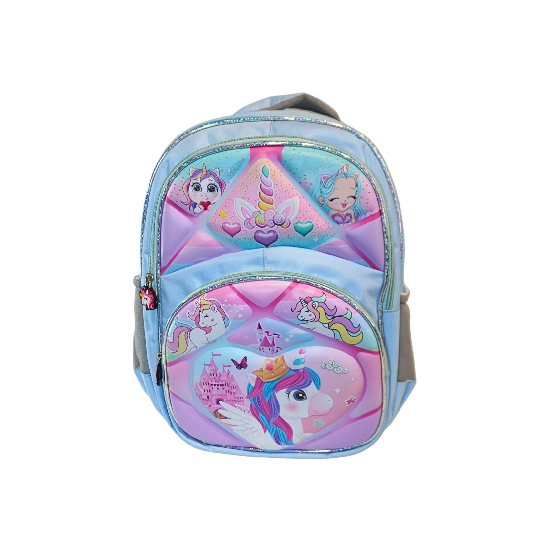 Pastel Unicorn & Puppy Hardshell Backpack | Girls' School Bag with Adjustable Straps
