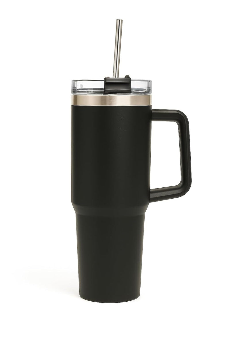 1200ml Stainless Steel Tumbler with Handle & Steel Straw | Double Wall Vacuum Insulated Mug | Spill Proof Lid | Beer & Cold Drink Travel Cup (Multicolor)