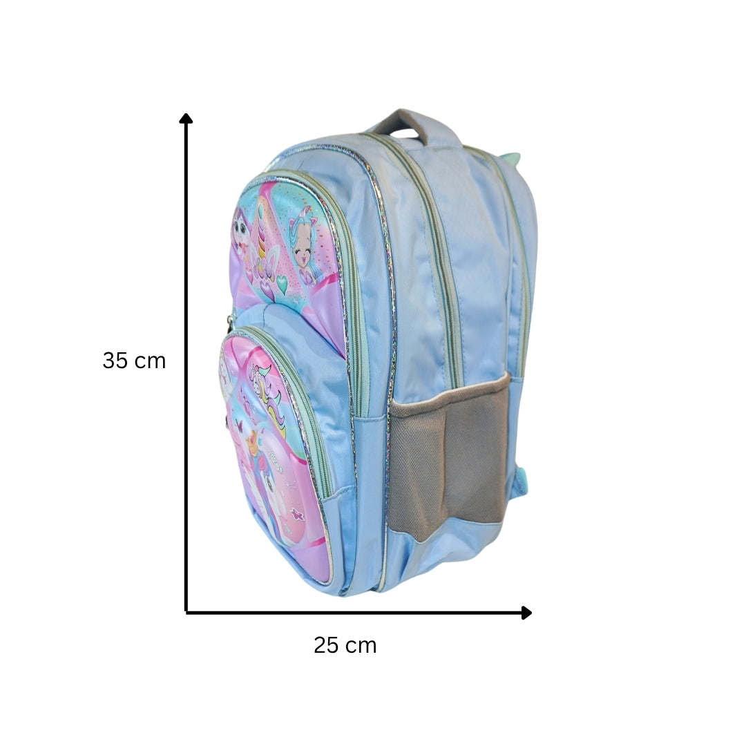 Pastel Unicorn & Puppy Hardshell Backpack | Girls' School Bag with Adjustable Straps