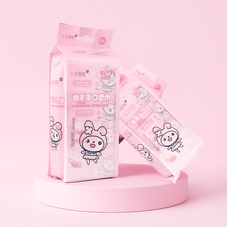 🧼 Gentle Care Wet Tissue Pack – Cute & Kid-Friendly 🐰💜