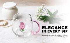 🌹 Elegant Glass Rose Mug – Sip in Style 🌹