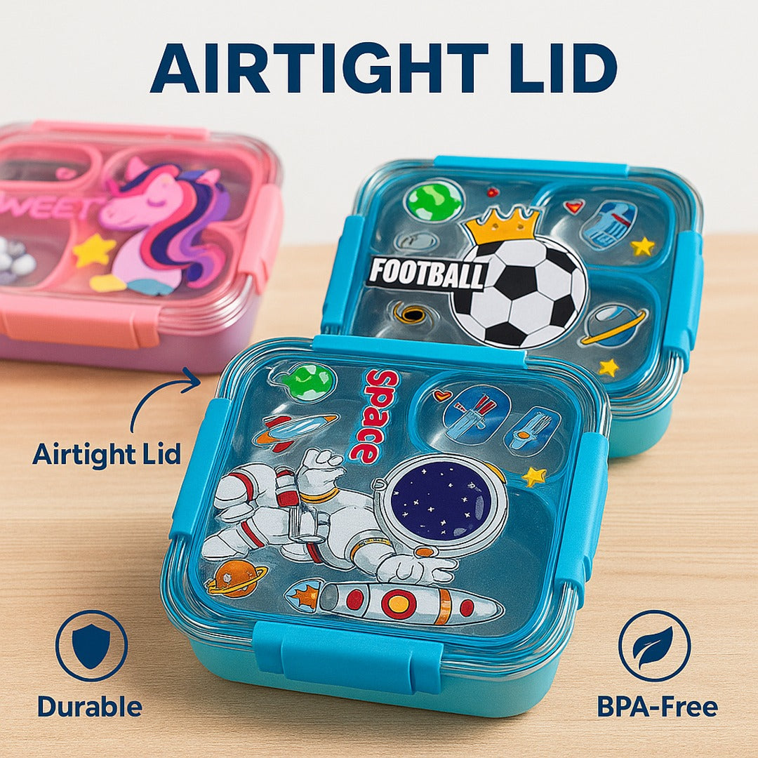 🧃 Funky Kids Airtight Lunch Box – Cute & Colorful Designs