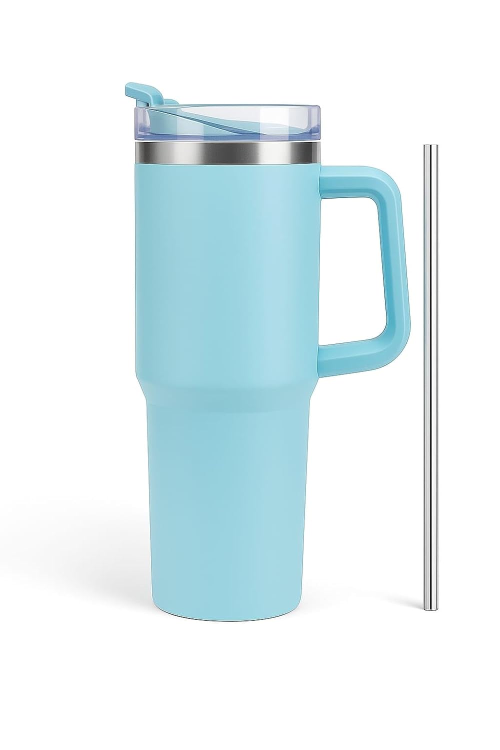 1200ml Stainless Steel Tumbler with Handle & Steel Straw | Double Wall Vacuum Insulated Mug | Spill Proof Lid | Beer & Cold Drink Travel Cup (Multicolor)