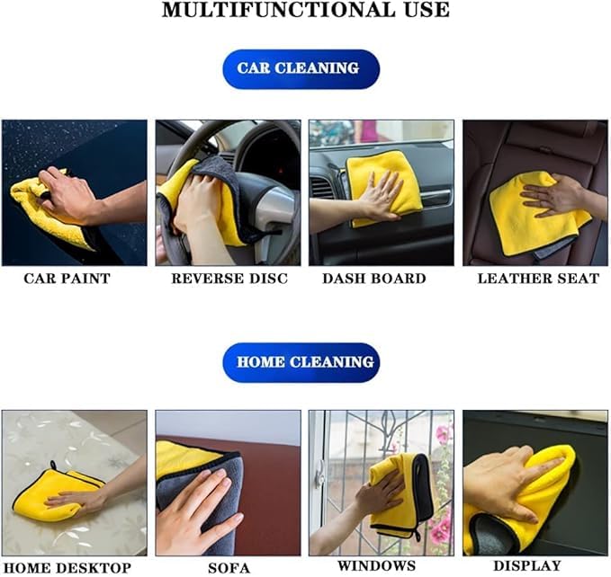 Microfiber Cleaning Cloths, 3pcs, for Car, Motorcycle, Laptop, House, Dusting, Kitchen