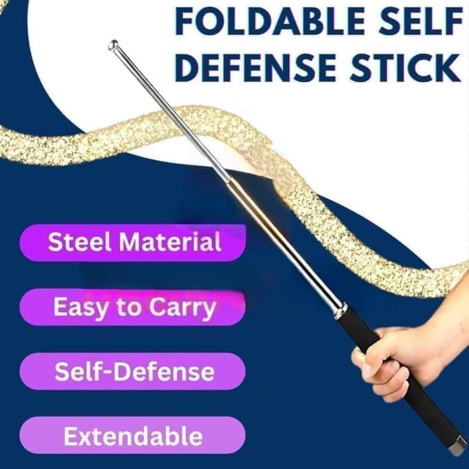stainless steel self defence stick Foldable Pointer Compact magical stick, Extendable Wand with Comfortable Grip & Hiking Stick, Extendable Wand with Non-Slip Grip (Pack of 1)