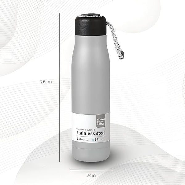 Stainless Steel Water Bottle | Hot&Cold | Assortd Colors 550 ml Flask, Double Wall Water Bottle with Strap(Multicolor,Pack of 1)