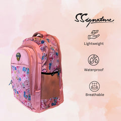 DailyNeedDeals Pink Multi-Color Floral Print School & Travel Backpack | Durable Daypack for Girls