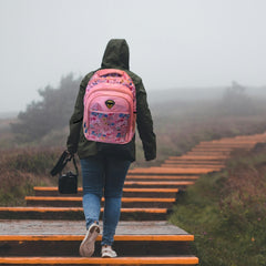 DailyNeedDeals Pink Multi-Color Floral Print School & Travel Backpack | Durable Daypack for Girls