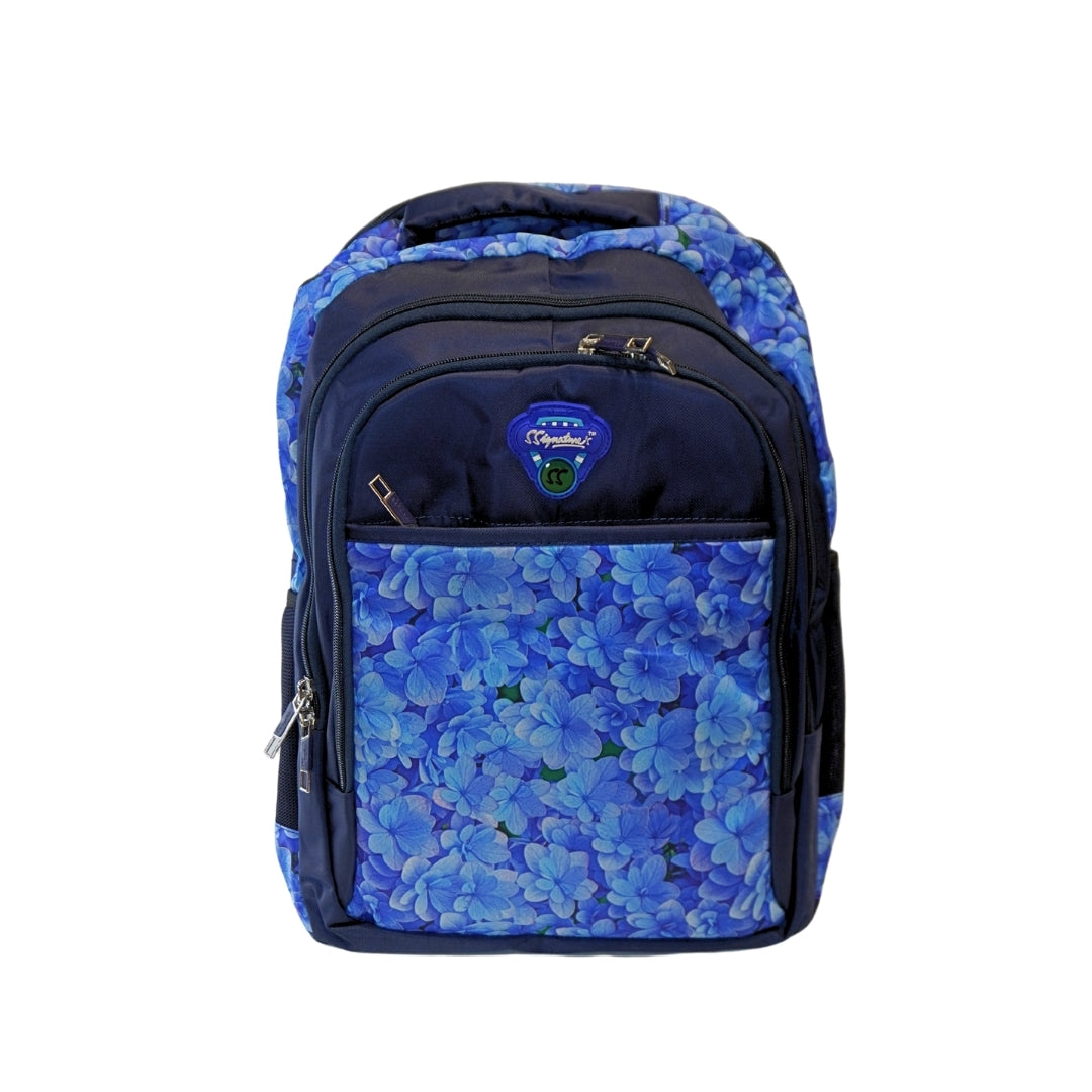 DailyNeedDeals Navy Blue Hydrangea Floral Backpack | Durable School & Casual Daypack for Students