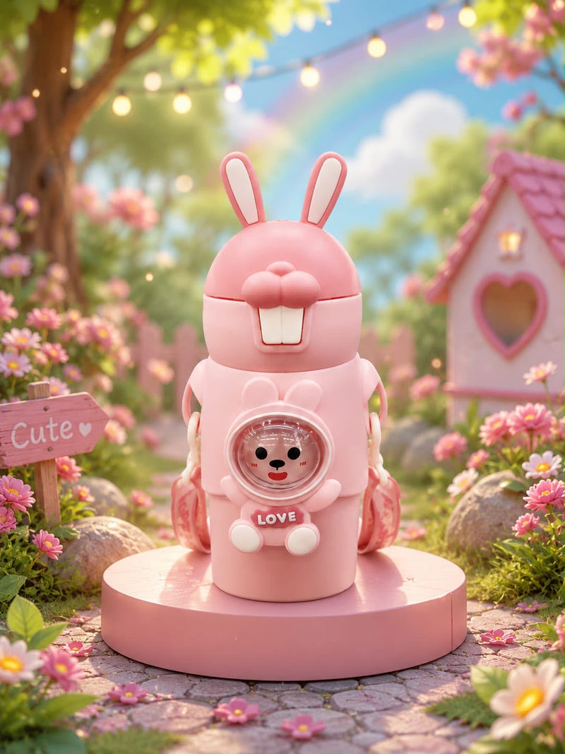 Cute Rabbit Bottles for Kids 500 ML Insulated Hot and Cold Leakproof