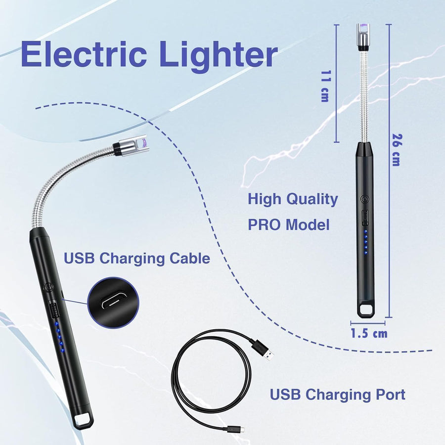 Upgraded Rechargeable Electric Gas Lighter for Kitchen Cooking Gas Stove, 360° Flexible Neck Arc Lighter Plasma Flameless Windproof USB Lighter (Multicolor)