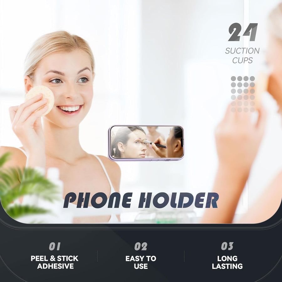Suction Phone Case, Phone Suction Sticker, Silicone Suction Phone Case for Hands-Free Mobile Accessory Holder Grip, Video Phone Accessory Compatible Mirror, Shower-Black,Grey,Pink,White