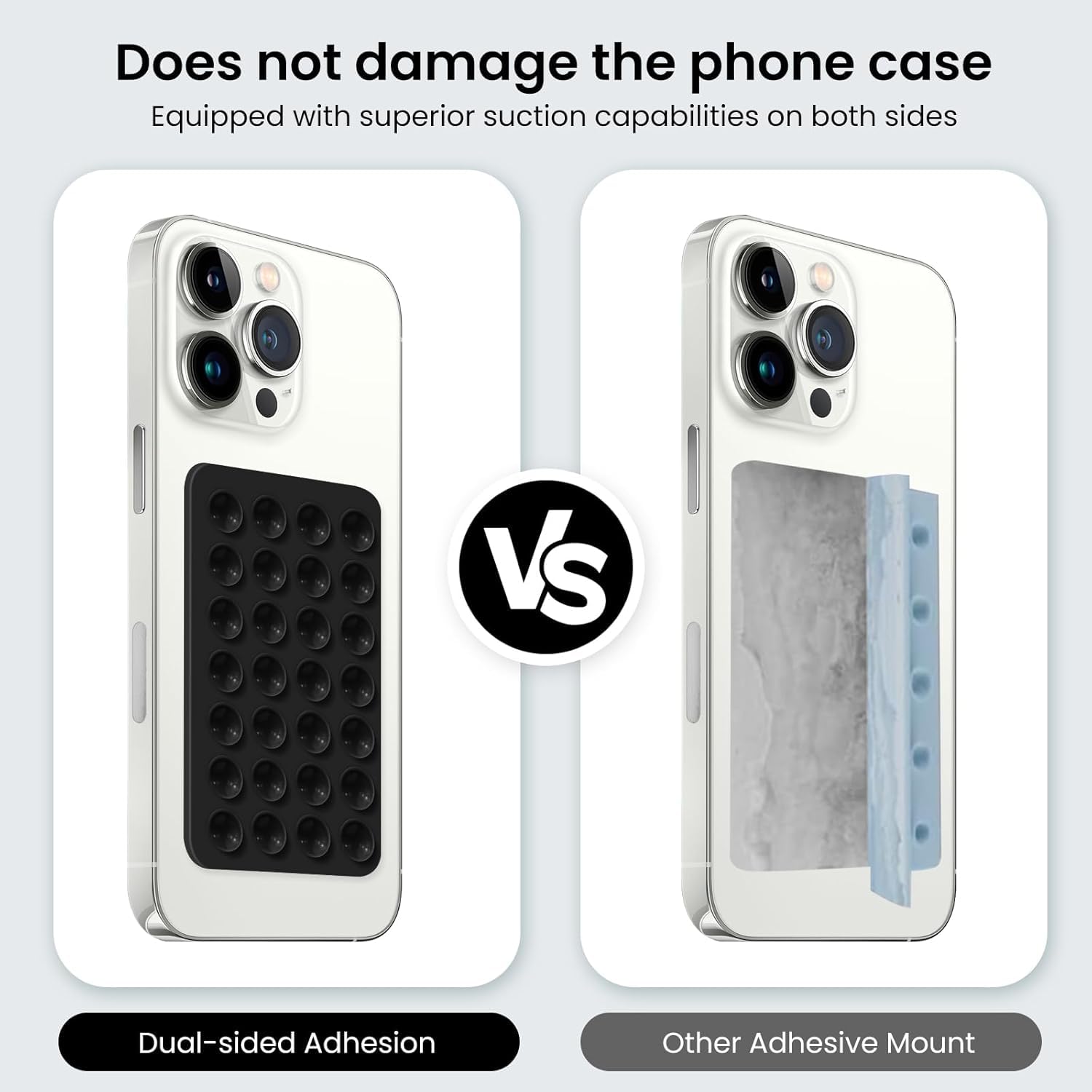 Suction Phone Case, Phone Suction Sticker, Silicone Suction Phone Case for Hands-Free Mobile Accessory Holder Grip, Video Phone Accessory Compatible Mirror, Shower-Black,Grey,Pink,White