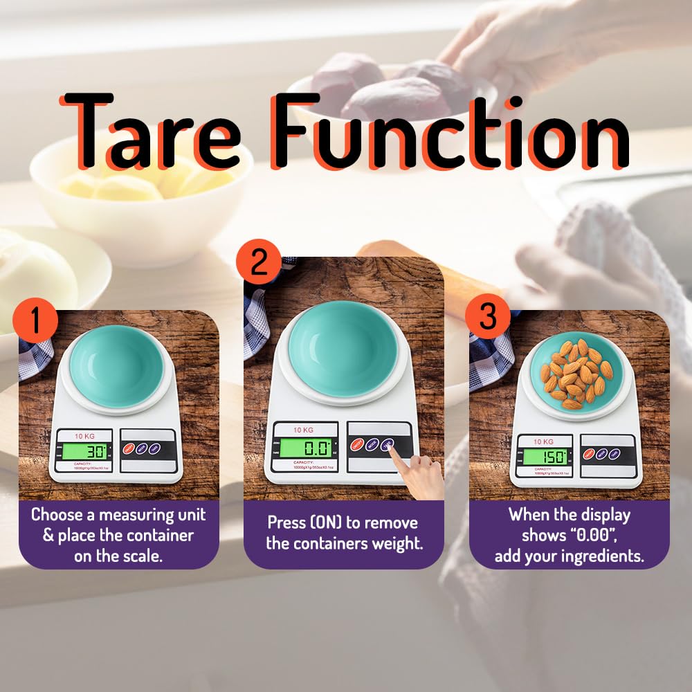 10Kg Kitchen Weight Machine 6 Months Manufacturer Warranty, Digital Scale with LCD Display, Scale for Home Baking, Cooking & Balance Diet. Machine with capacity 10Kg, SF400/A121,Color May Vary