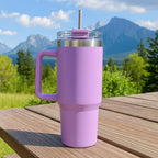 1200ml Stainless Steel Tumbler with Handle & Steel Straw | Double Wall Vacuum Insulated Mug | Spill Proof Lid | Beer & Cold Drink Travel Cup (Multicolor)