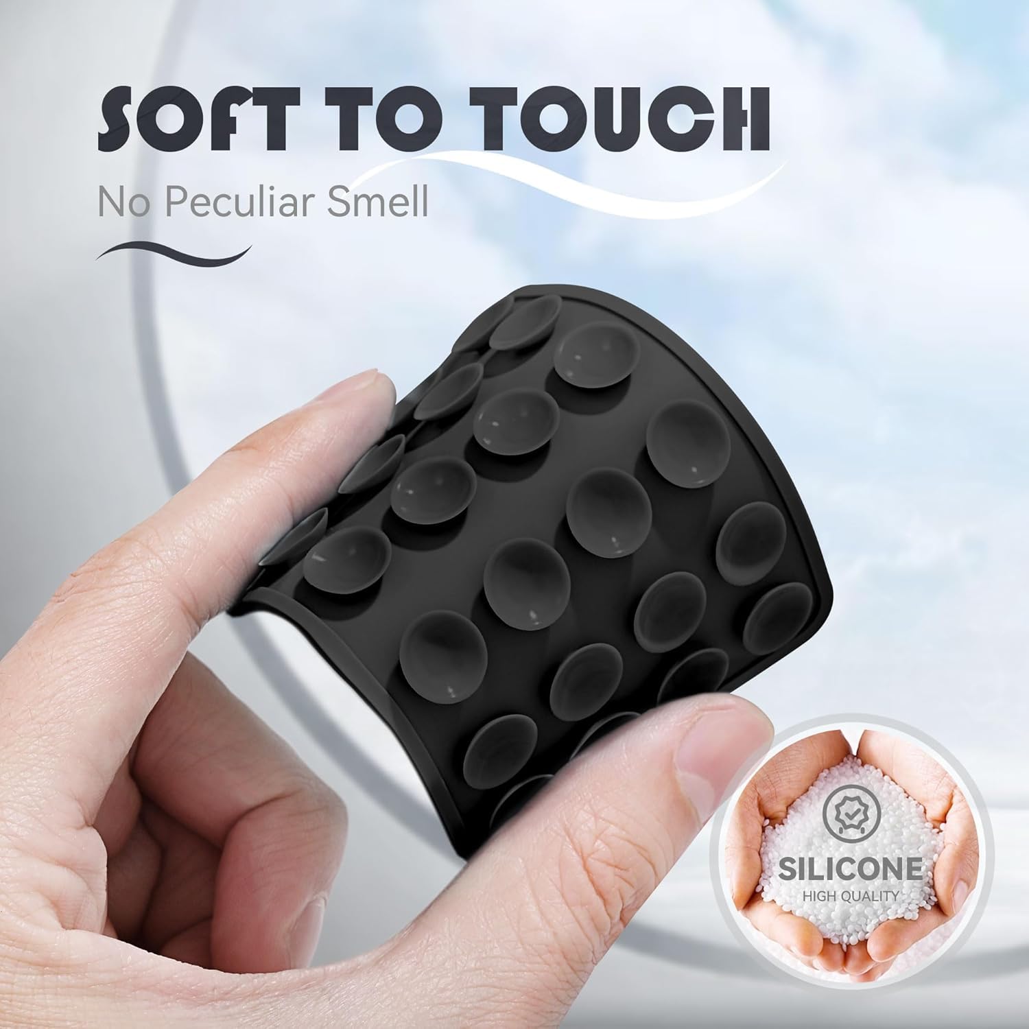 Suction Phone Case, Phone Suction Sticker, Silicone Suction Phone Case for Hands-Free Mobile Accessory Holder Grip, Video Phone Accessory Compatible Mirror, Shower-Black,Grey,Pink,White