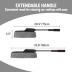 Microfiber Car Duster Brush with Extendable Handle | Dusting Brush for Interior & Exterior | Scratch-Free Cleaning Microfiber Duster for Car & Home Cleaning (Grey)