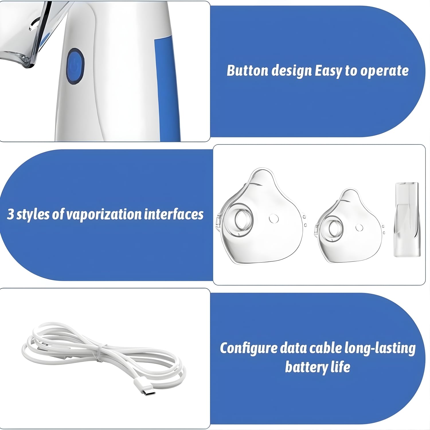 Nebulizer,Portable Mesh Nebulizer Mini Vaporizers Handheld Atomizers for Adults and Children,Ultrasonic Humidifier for Home and Travel Use, Steam Mesh Inhalators (2025 Blue- Self Cleaning upgrade)