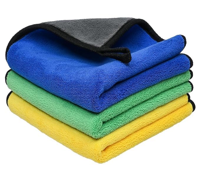Microfiber Cleaning Cloths, 3pcs, for Car, Motorcycle, Laptop, House, Dusting, Kitchen