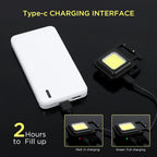 LED Mini Cob Keychain and Magentic Flashlight Portable USB Rechargeable Light 3 Light Modes with Folding Bracket,for Walking Camping?Square?,Black, 1000 Lumen