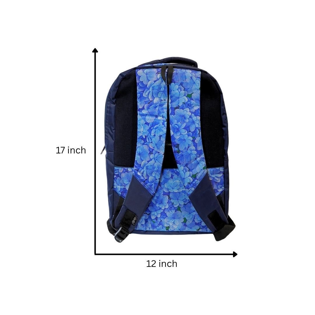DailyNeedDeals Navy Blue Hydrangea Floral Backpack | Durable School & Casual Daypack for Students