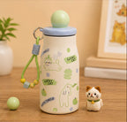 Cute Kids Straw Water Bottle with Strap – Little Ball Cup Cartoon Sipper Bottle for School & Outdoor Use