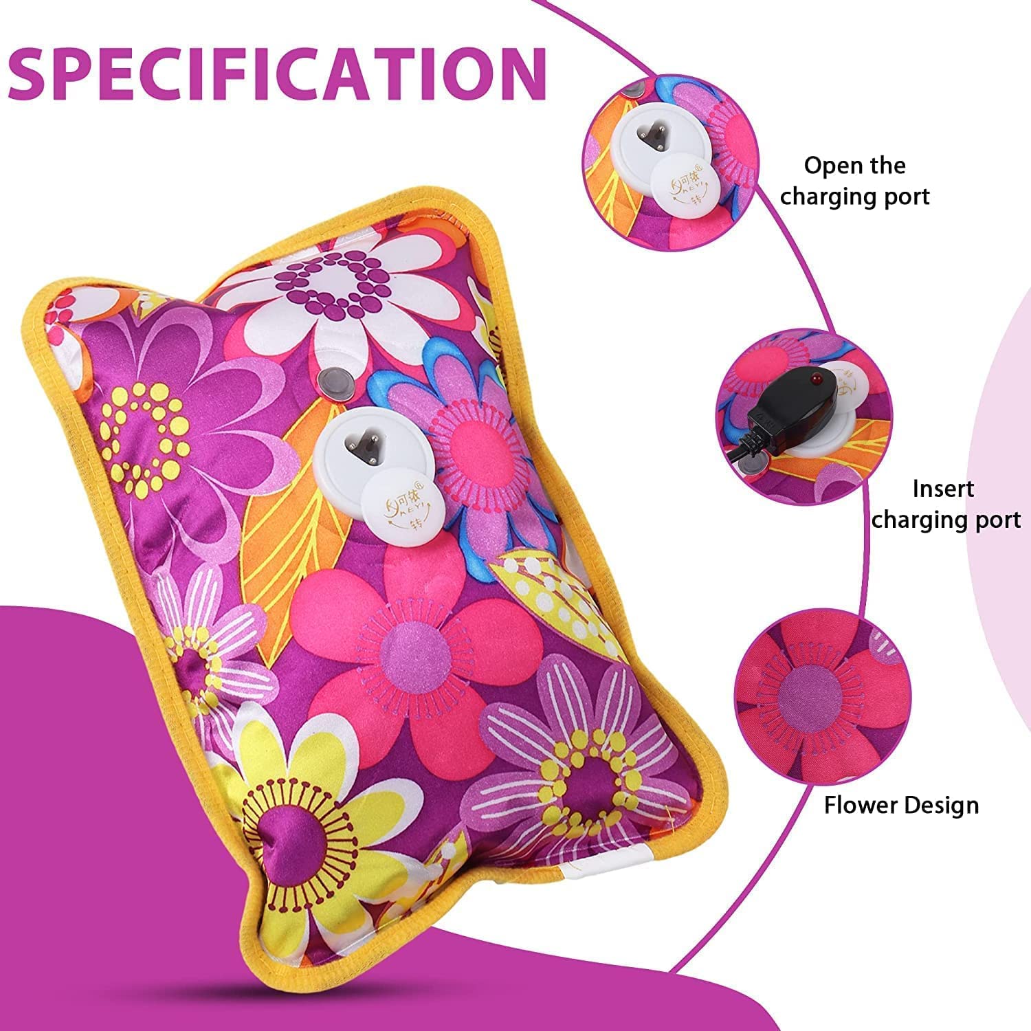 Hot Water Bag Heating Bag Gel hot Water Bag hot bags for pain relief hot water bags electric hot pack heat pad electric for pain relief electric heating pad for back pain Men & Women with Charging Cord (Multicolour)