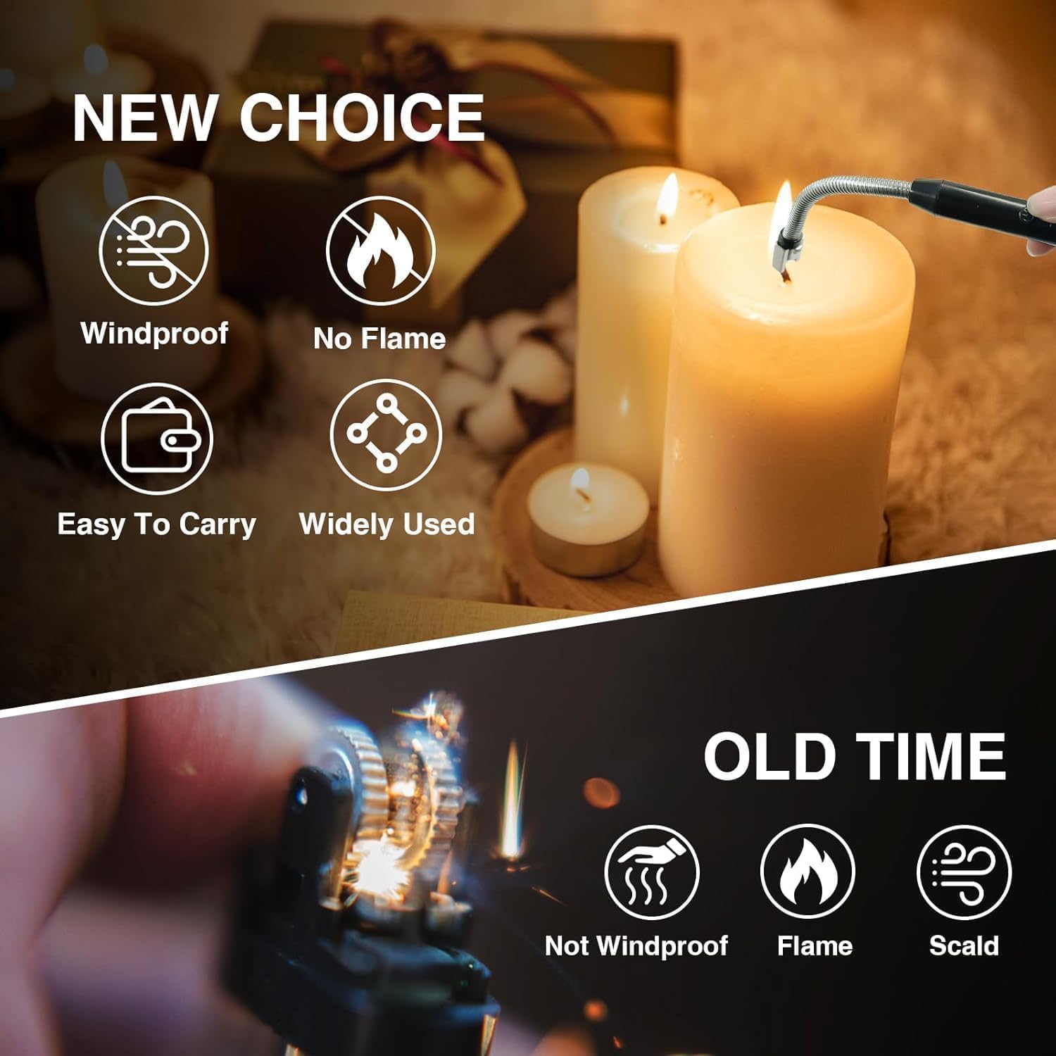 Upgraded Rechargeable Electric Gas Lighter for Kitchen Cooking Gas Stove, 360° Flexible Neck Arc Lighter Plasma Flameless Windproof USB Lighter (Multicolor)