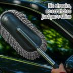 Microfiber Car Duster Brush with Extendable Handle | Dusting Brush for Interior & Exterior | Scratch-Free Cleaning Microfiber Duster for Car & Home Cleaning (Grey)