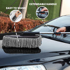 Microfiber Car Duster Brush with Extendable Handle | Dusting Brush for Interior & Exterior | Scratch-Free Cleaning Microfiber Duster for Car & Home Cleaning (Grey)