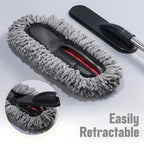 Microfiber Car Duster Brush with Extendable Handle | Dusting Brush for Interior & Exterior | Scratch-Free Cleaning Microfiber Duster for Car & Home Cleaning (Grey)