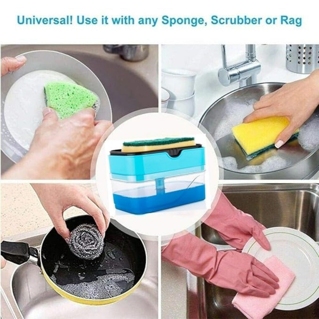 DailyNeedDeals 2-in-1 Manual Dish Soap Dispenser and Sponge Holder