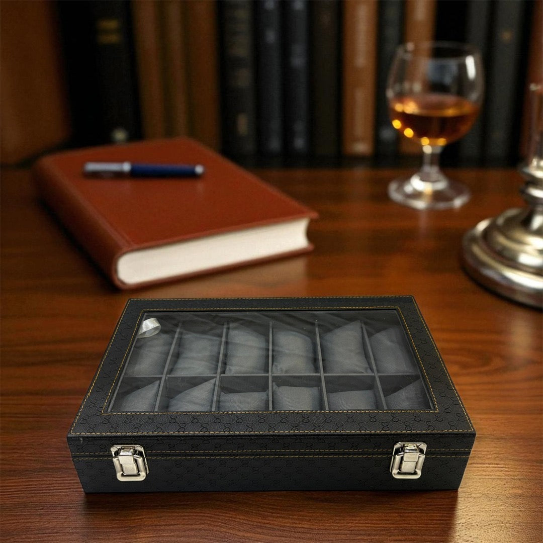 🕰️ Premium Leather Watch Storage Box – 12 Slot Organizer ✨