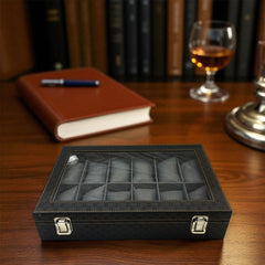 🕰️ Premium Leather Watch Storage Box – 12 Slot Organizer ✨