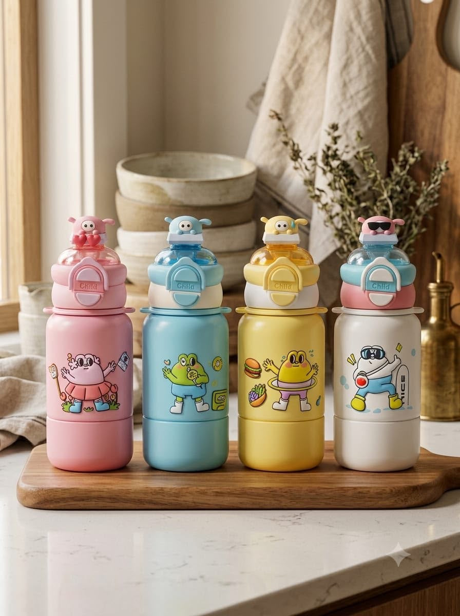 Cute Little Bottles for Kids 500 ml Insulated Hot and Cold Leakproof