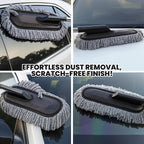 Microfiber Car Duster Brush with Extendable Handle | Dusting Brush for Interior & Exterior | Scratch-Free Cleaning Microfiber Duster for Car & Home Cleaning (Grey)