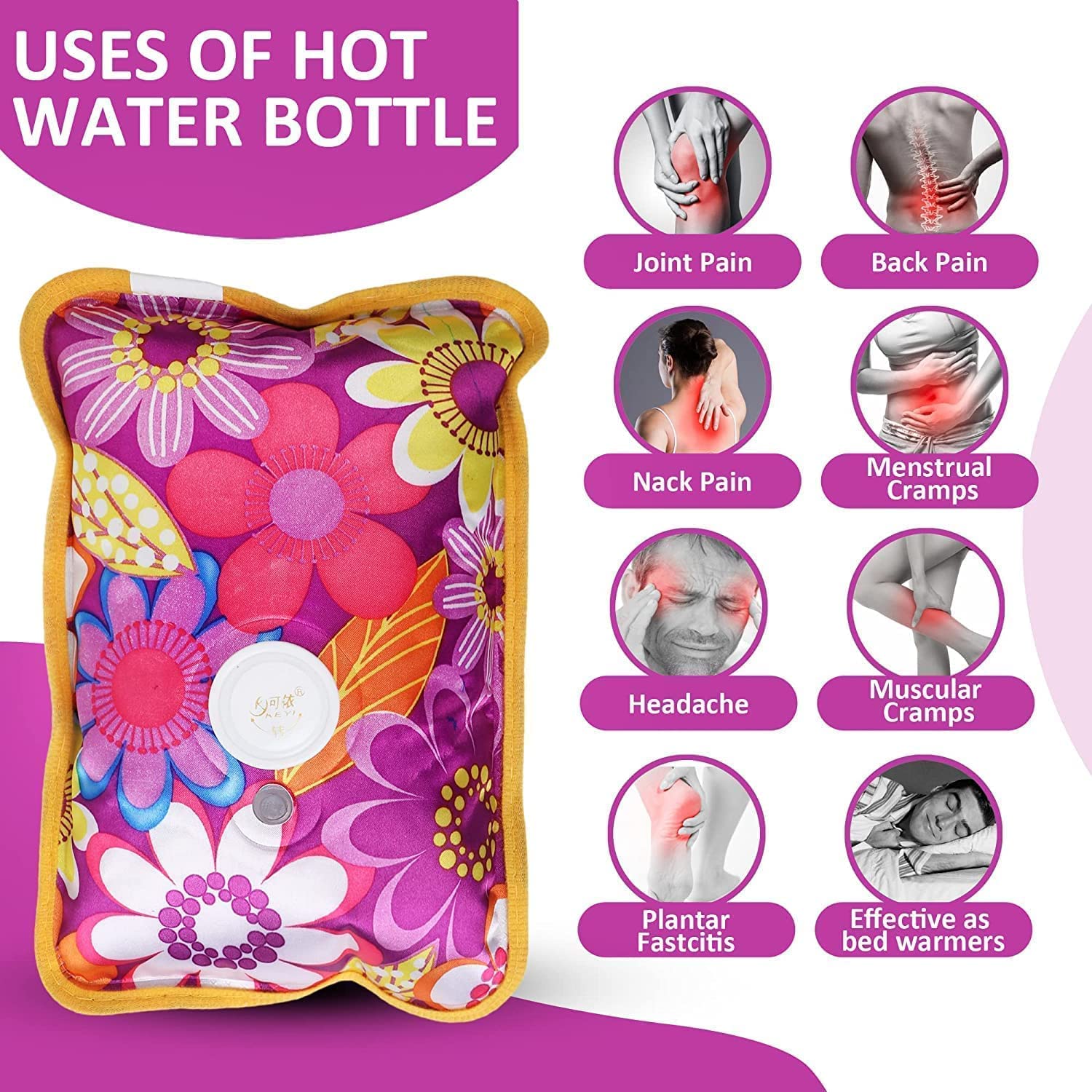 Hot Water Bag Heating Bag Gel hot Water Bag hot bags for pain relief hot water bags electric hot pack heat pad electric for pain relief electric heating pad for back pain Men & Women with Charging Cord (Multicolour)