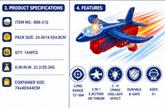 2-in-1 Airplane Launcher Toy for Kids – Flying Aircraft Catapult Toy with Light Effect, 12–16M Range, Ages 3+