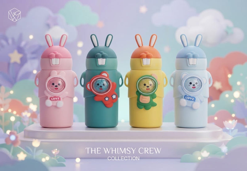 Cute Rabbit Bottles for Kids 500 ML Insulated Hot and Cold Leakproof