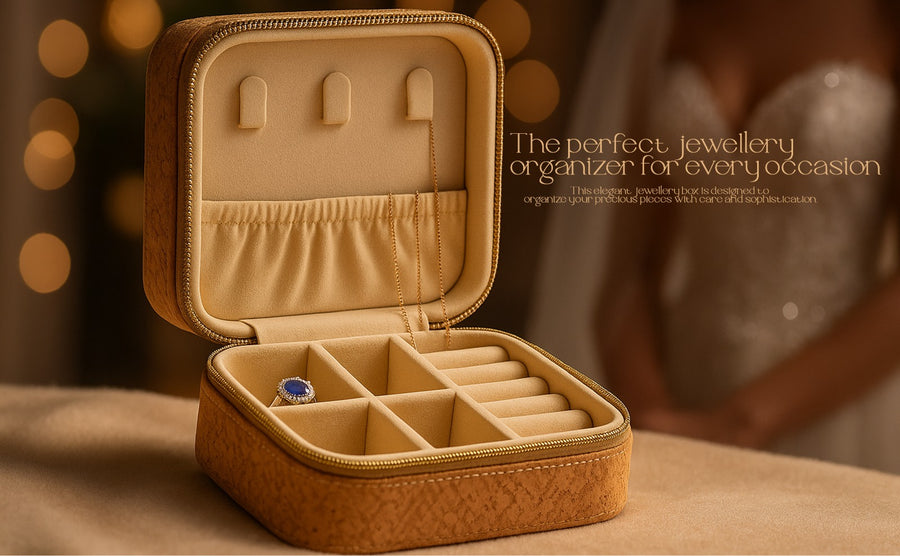 🌿 Eco-Friendly Cork Jewelry Organizer Box – Travel-Friendly & Stylish