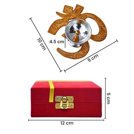 OM Brass Diya for Puja (Medium Size, Silver and Golden Plated) | Puja Dia for Mandir | Lantern Diya Return Gift (with Box)