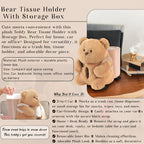 DailyNeedDeals™ Car Tissue Box and Trash Can Cute Bear Soft Car Armrest