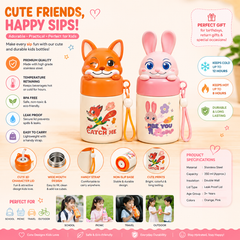 Premium Kids Stainless Steel Insulated Food Jar  with 3D Animal Lid