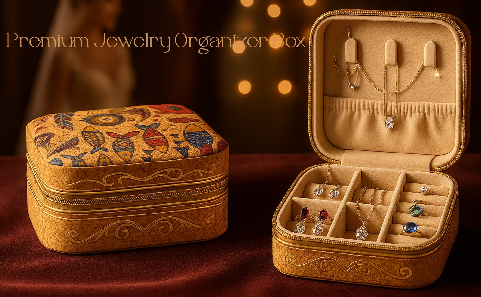 🌿 Eco-Friendly Cork Jewelry Organizer Box – Travel-Friendly & Stylish
